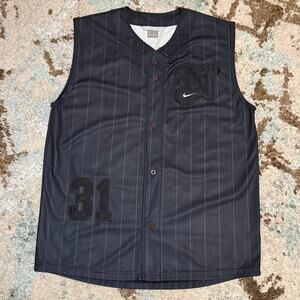 Vintage Nike Button Up Pinstripe Baseball Jersey Sleeveless Size XL 2000s #31